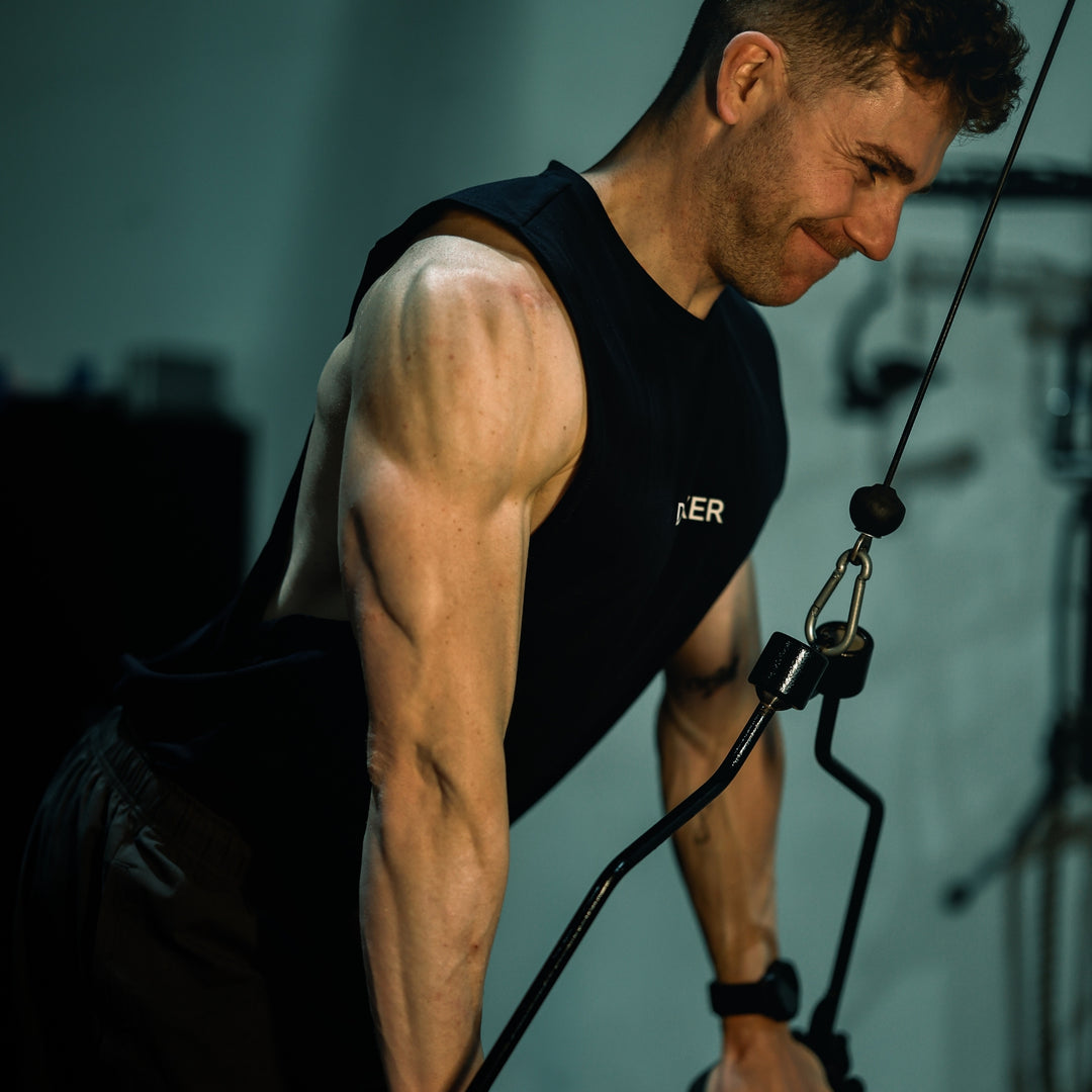 Black Darker Tank in the Gym